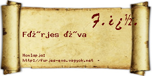 Fürjes Éva névjegykártya